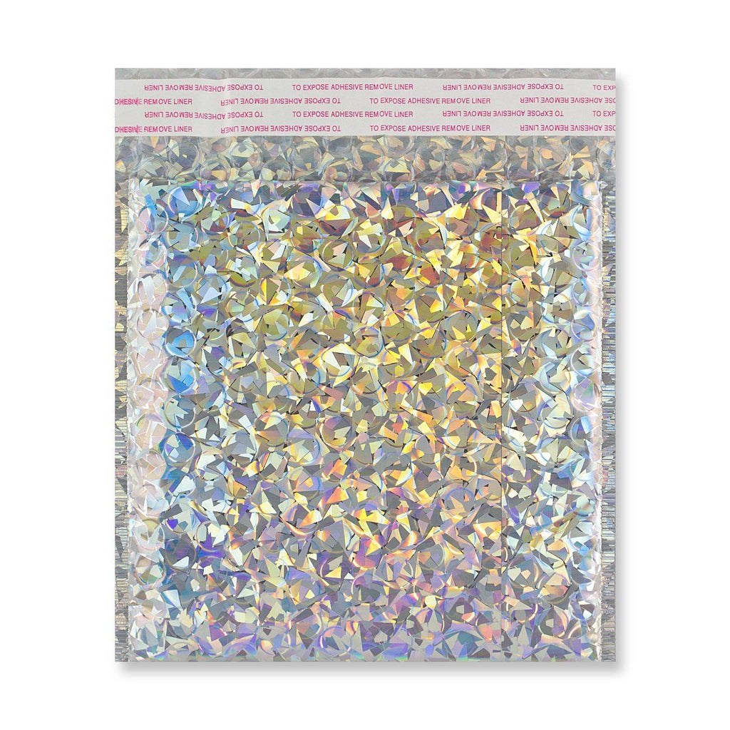 50pcs Small Holographic Bubble Mailer Laser Silver Padded Envelope for Fragile Products Shipping
