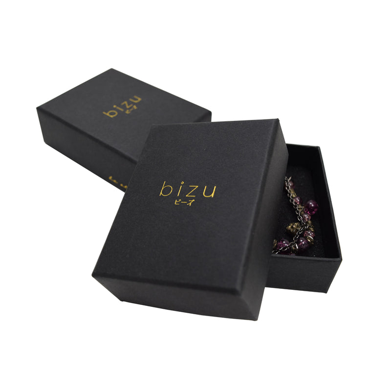 Gold Stamped Logo Black Cardboard Jewelry Box
