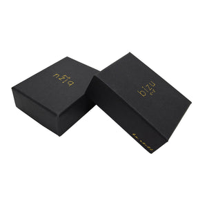 Gold Stamped Logo Black Cardboard Jewelry Box