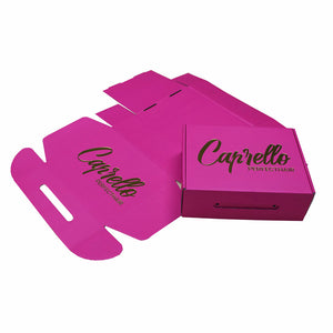 Gold Stamped Logo Hot Pink Corrugated Hair Extension Box