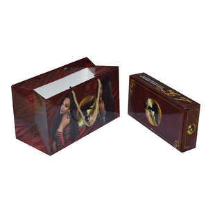 Clamshell Art Paper Luxe Hair Box with Custom Printed Shopping Bag