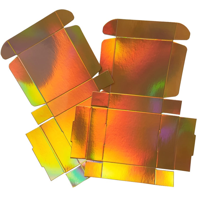 Gold Holographic Foldable Gift Box in Stock, 40pcs/pack
