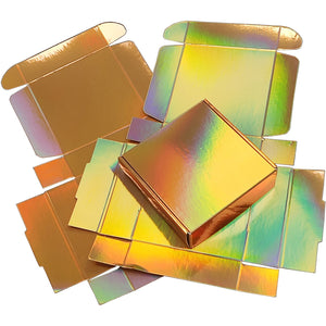 Gold Holographic Foldable Gift Box in Stock, 40pcs/pack