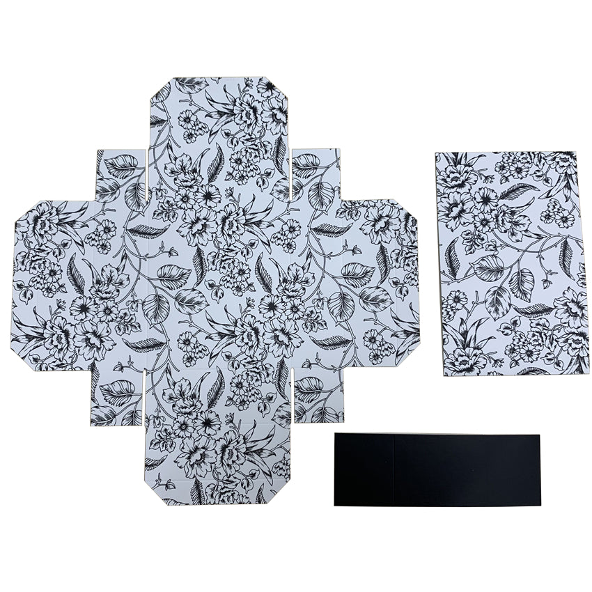 Black and White Floral Pattern Drawer Nail Polish Gift Box