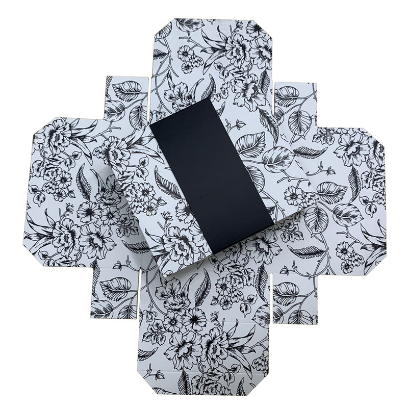 Black and White Floral Pattern Drawer Nail Polish Gift Box