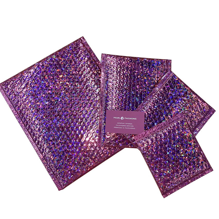 Holographic Foil Glamour Colorful Padded Bubble Shipping Envelope Size 15x20cm