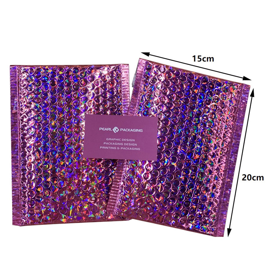 Holographic Foil Glamour Colorful Padded Bubble Shipping Envelope Size 15x20cm