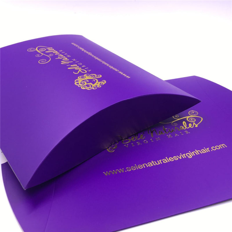 Gold Foiled Logo Hair Packaging Pillow Box